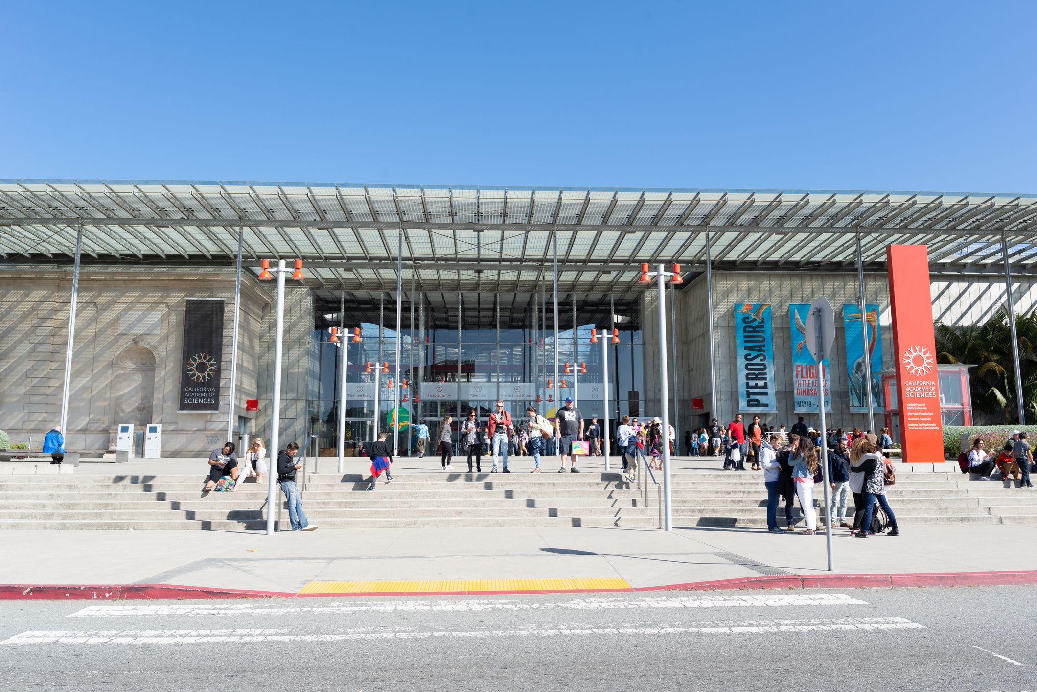 Entrance into the California Academy of Sciences, a natural history museum in San Francisco, California