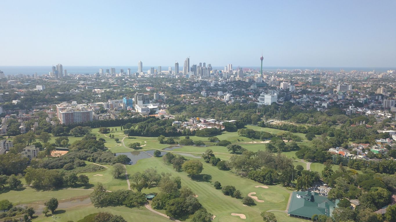 Seen from the side of the Royal Colombo golf club going towards Colombo city